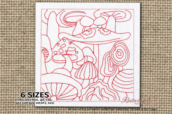 Mushrooms Redwork