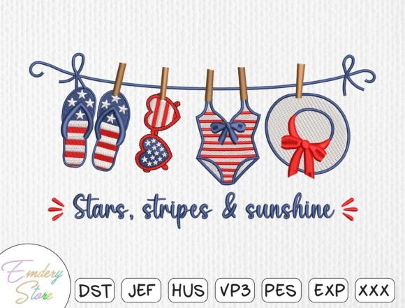 Patriotic Summer Embroidery Design